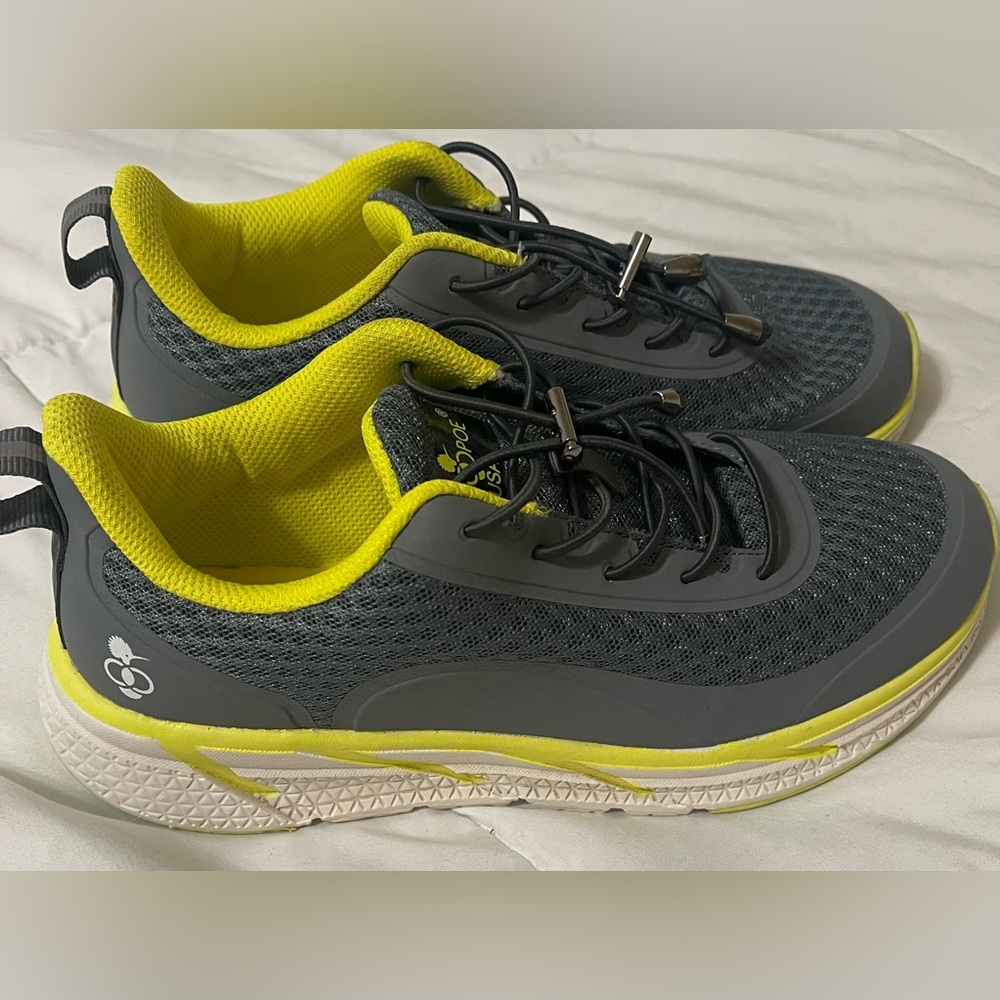 Hoopoe USA Diabetic Comfort Shoes Women’s Size 6 Sneakers Gray Yellow Excell